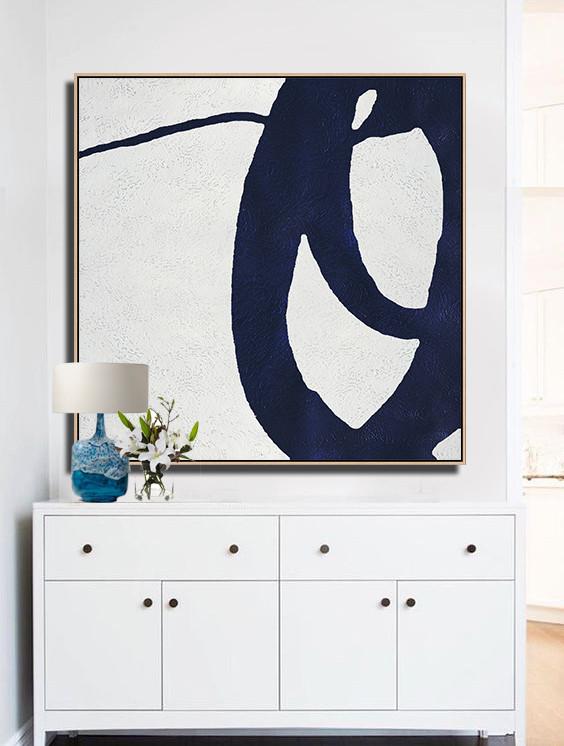 Navy Blue Minimalist Painting #NV155A - Click Image to Close